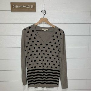 LOFT Medium Gray & Black Sweater